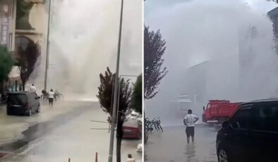 Düzce’de su borusu patladı: 5 metre su fışkırdı