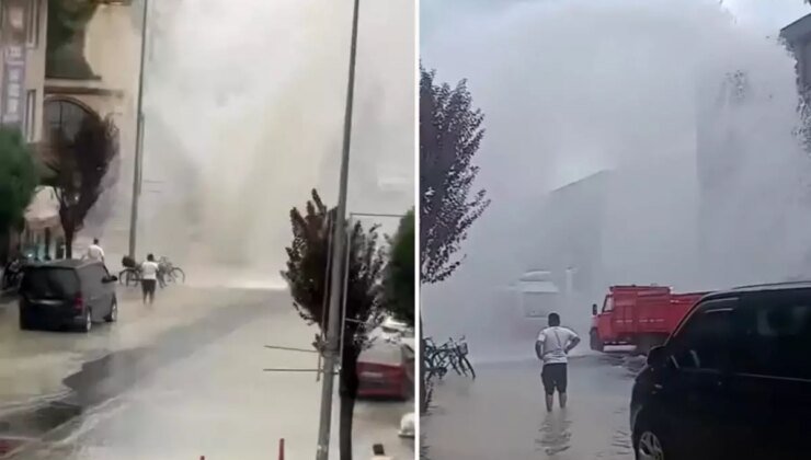 Düzce’de su borusu patladı: 5 metre su fışkırdı