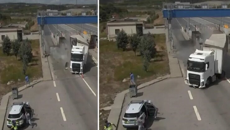 Gişelerde kontrolden çıkan TIR jandarma aracına çarptı: 5 yaralı