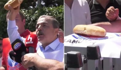 Memurlar sokağa indi! Çalışma Bakanlığı’nın önüne ekmek bıraktılar