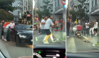 Nişantaşı’nda trafikte dehşet! Sopayla kadının üzerine yürüdü