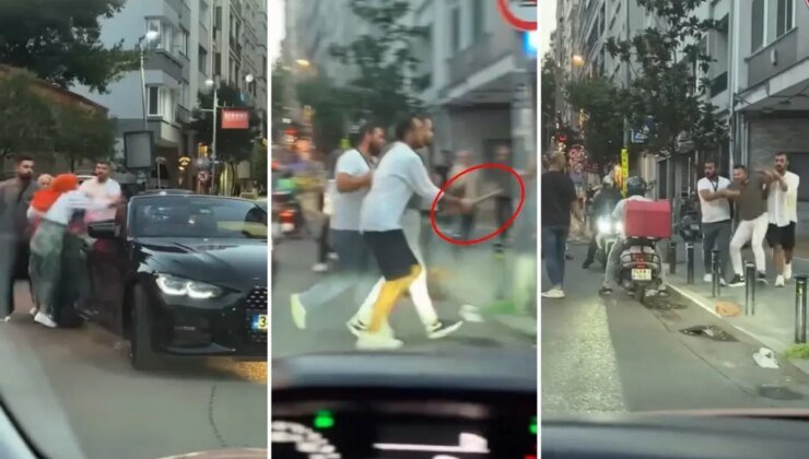 Nişantaşı’nda trafikte dehşet! Sopayla kadının üzerine yürüdü