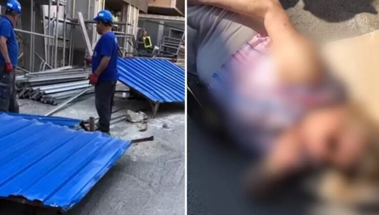 Rüzgarda savrulan demir pano, kadına çarptı