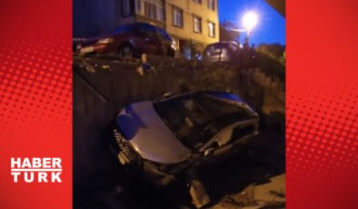 Sancaktepe’de yokuşta kayan cip apartman boşluğuna düştü: 1 yaralı