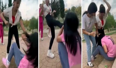 Tartıştığı kızı tekme ve yumrukla dövüp, saçından tutarak sürükledi