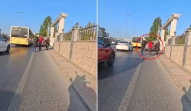 Tartıştığı sürücüyü yumruklayıp yere serdiği anları paylaştı
