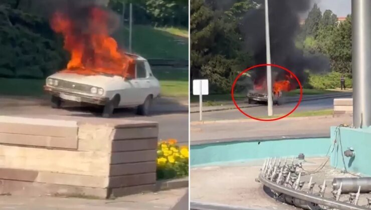 TBMM önünde beyaz Toros yakıldı