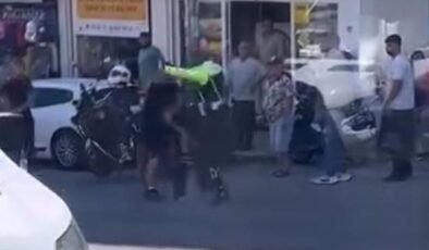 Trafik polisine saldırdılar! O anlar kamerada