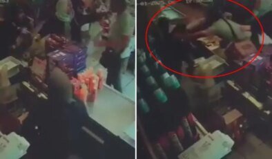 Ürünü müşteriye fırlattı, müşteri kasiyere yumrukla saldırdı
