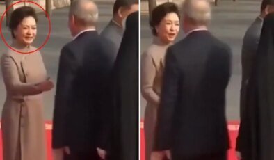 Eli havada kalan Çin’in First Lady’si fena bozuldu