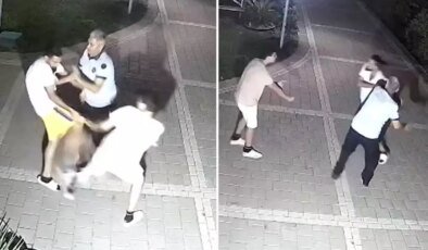 Küçük çocuğu site bahçesinde tekme tokat dövdü