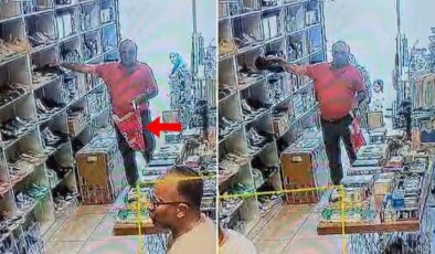 Mağazadan ayakkabı çalan hırsız rahat tavırlarıyla ağızları açık bıraktı