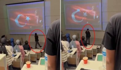 Saygı duruşu sırasında telefonla konuşup volta atan öğrenci gözaltına alındı